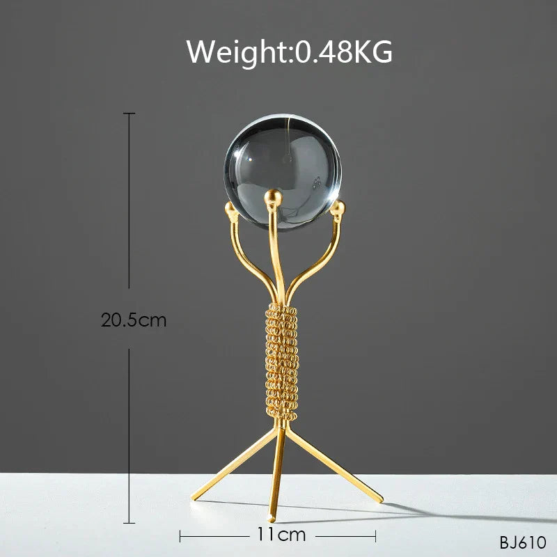 DecorBites™ Bola de Cristal Artesanal: Decoración Nórdica Moderna de Metal, Ligeramente Lujosa, para el Hogar y el Mueble de TV