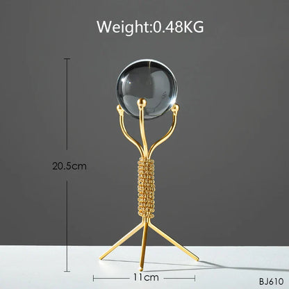 DecorBites™ Bola de Cristal Artesanal: Decoración Nórdica Moderna de Metal, Ligeramente Lujosa, para el Hogar y el Mueble de TV