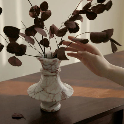 DecorBites™ Calacatta Red Marble Vase - Home Decor Accent