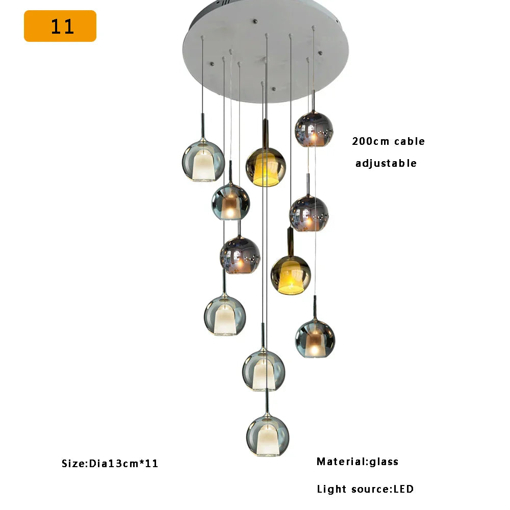 DecorBites™ Glass Ball Pendant Lights: Italian Designer Hanging Lamp for Dining Room, Kitchen Island