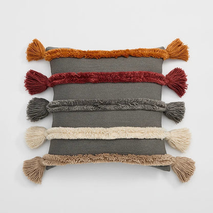 DecorBites™ Knit Boho Tassels Cushion Cover Ivory Beige Orange Grey Soft Pillow Cover