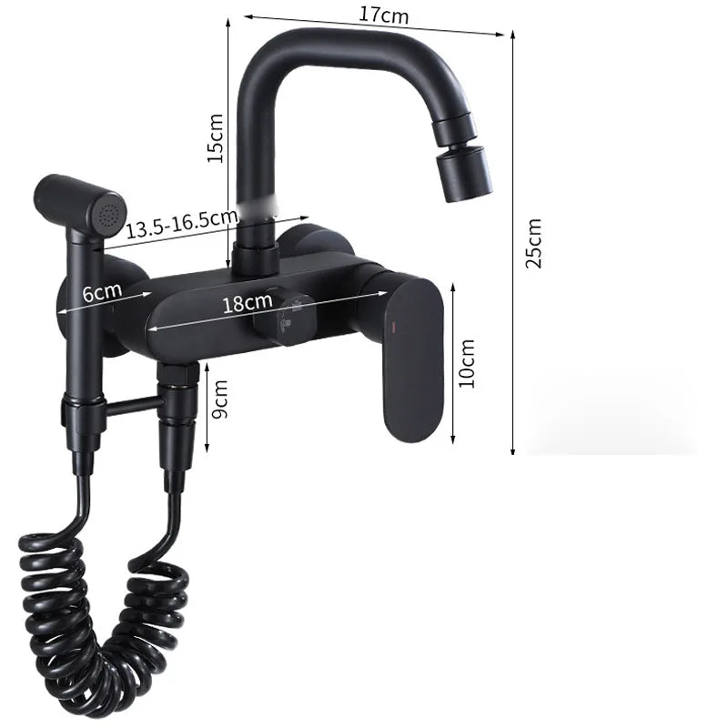 DecorBites™ Dual Hole Kitchen Mixer Tap Black Brass Chrome Kitchen Faucet