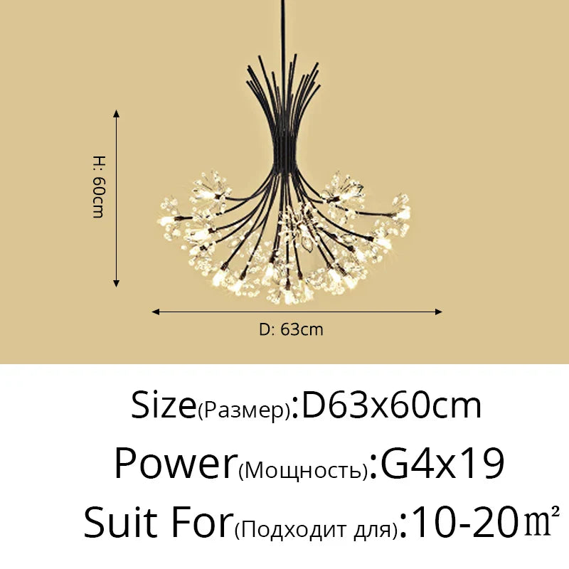 DecorBites™ Dandelion Flower Chandelier: Modern LED Living Room Bedroom Indoor Decor Bouquet Lamps