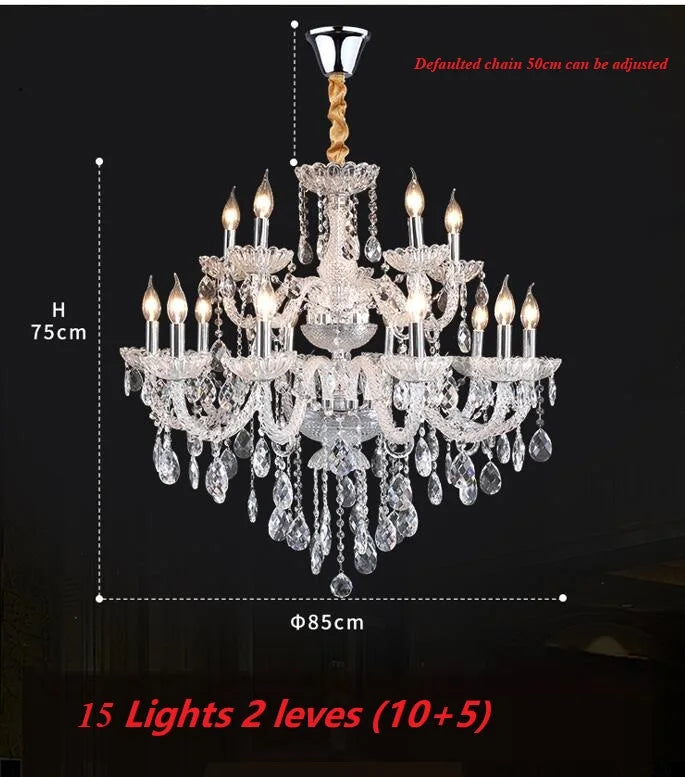 DecorBites™ Crystal Chandelier Light for Luxury Living Room Bedroom Hotel Villa Lighting