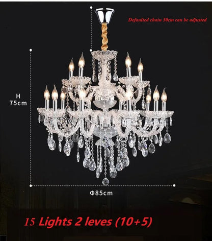 DecorBites™ Crystal Chandelier Light for Luxury Living Room Bedroom Hotel Villa Lighting