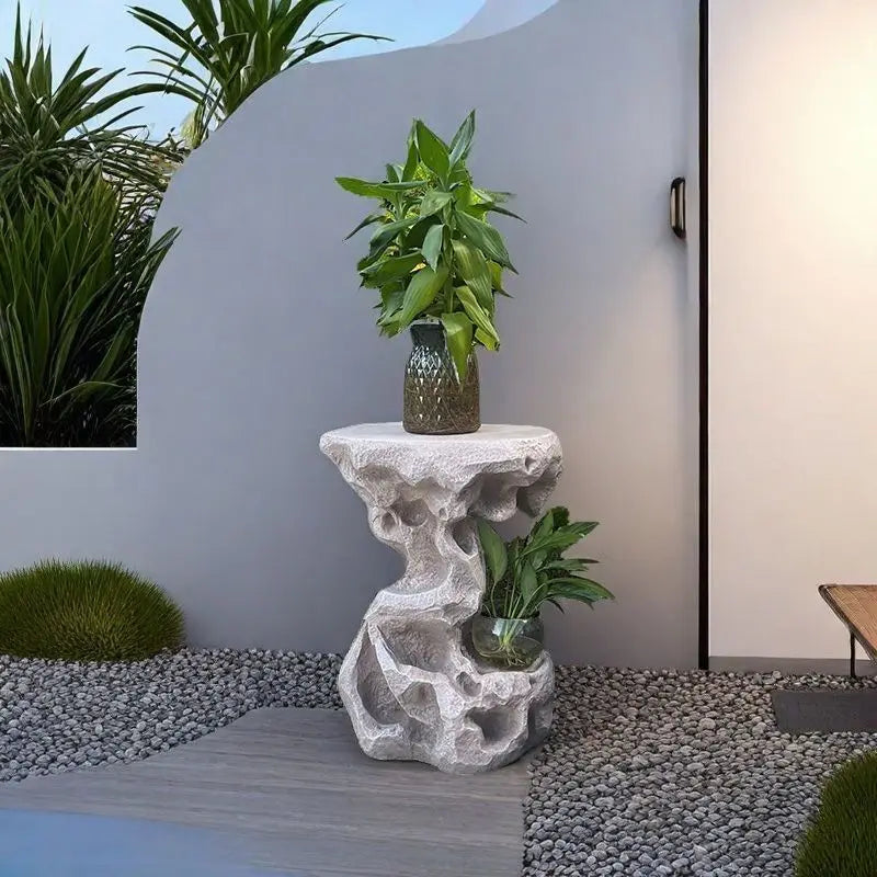 DecorBites™ Chinese Resin Floor Flower Stand, Modern Minimalist Living Room Decor