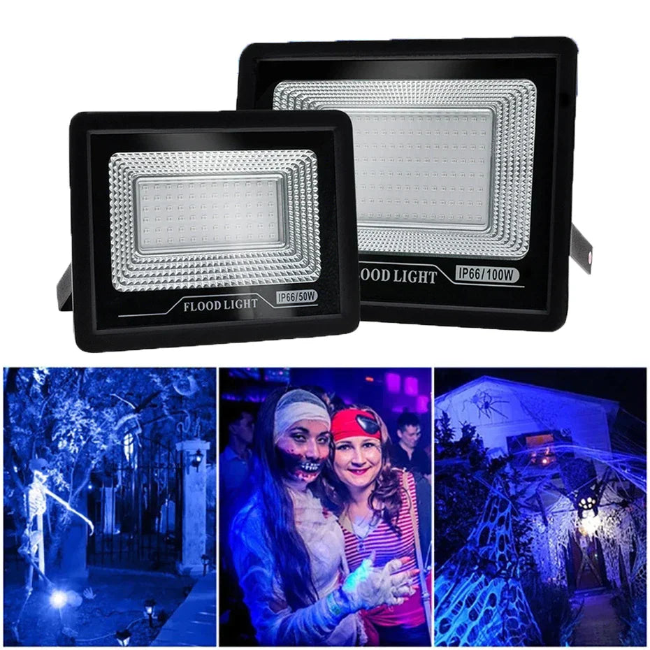 DecorBites™ 100W LED UV Black Light Flood Lamp for Party, Halloween, Xmas - 392nm