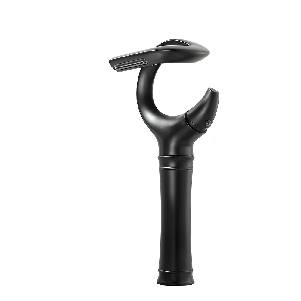 New Design Basin Faucet Brass Bathroom Basin Waterfall Hot and Cold Water Mixer Tap Single Handle Crane Chrome Black Mixer Tap