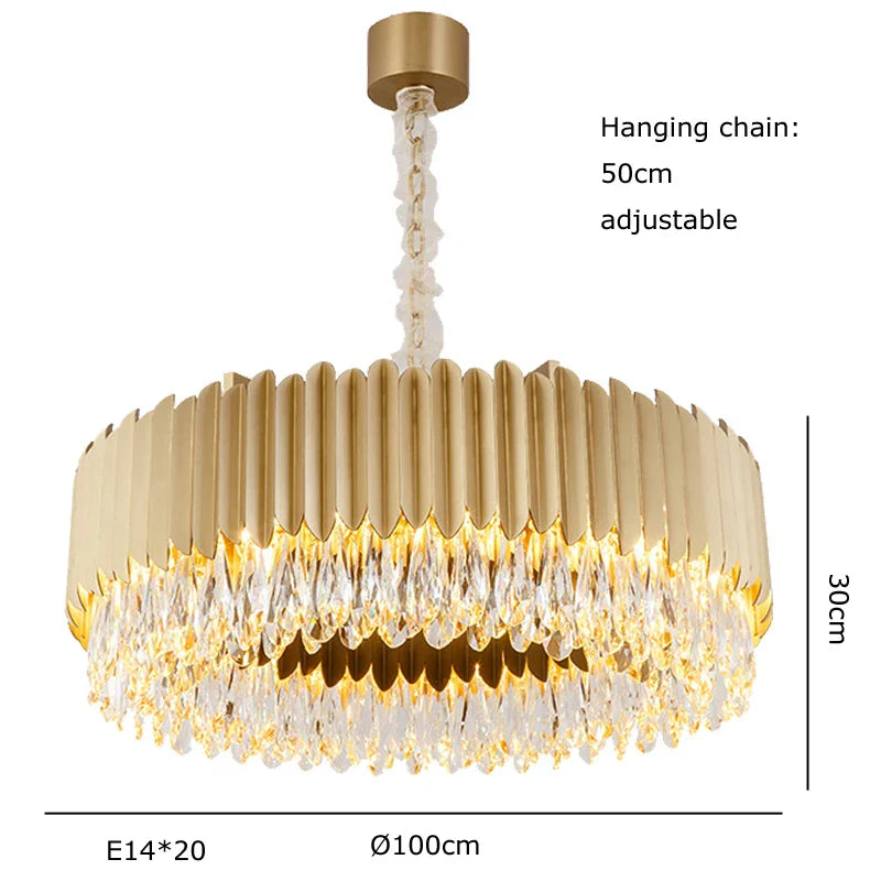 Lámpara colgante de cristal dorado en forma de gota de agua Decorbites™ - Lámpara de suspensión negra