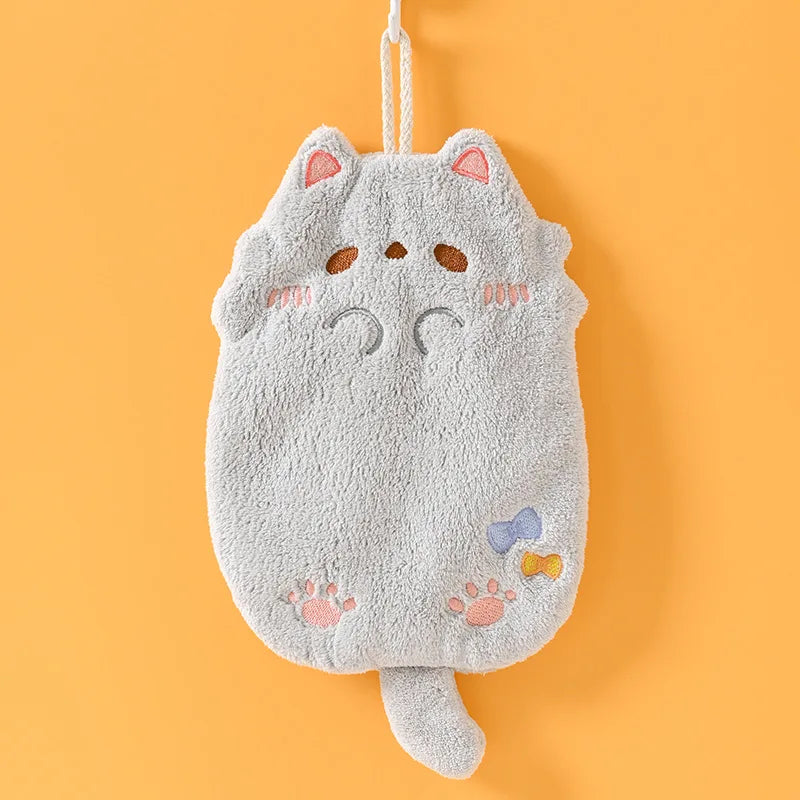 DecorBites™ Cartoon Cat Kitchen Cleaning Towel: Absorbent Microfiber with Hanging Loop