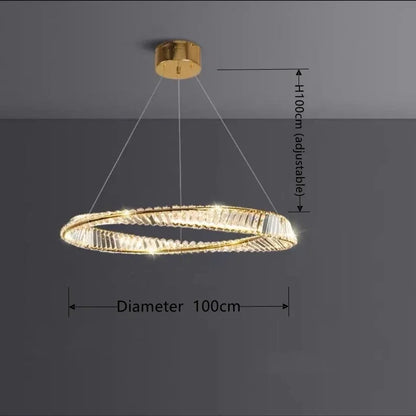 DecorBites™ DNA Spiral Crystal Chandelier LED Ring Design for Luxury Living Room