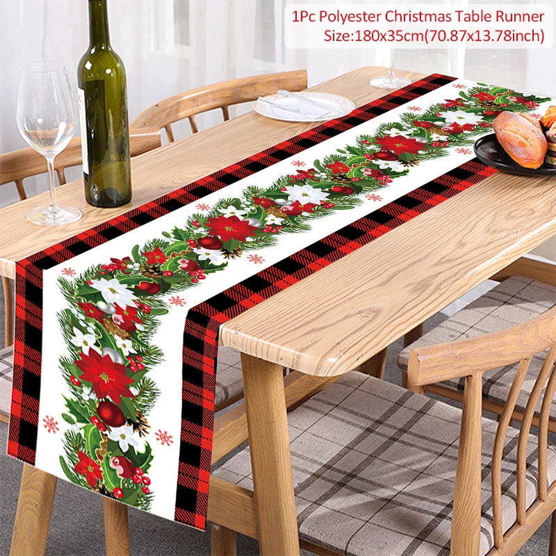 Christmas Table Runner Merry Christmas Decoration for Home Tablecloth Cover Xmas Ornament Navidad Noel Gifts New Year Party 2023