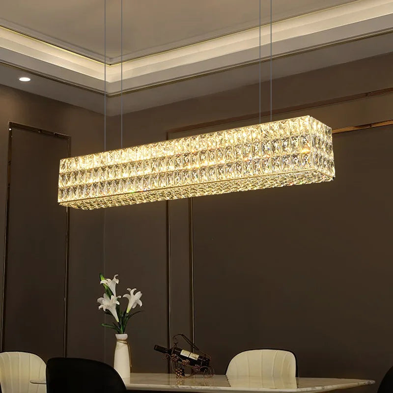 Lámpara colgante LED de cristal DecorBites™: Lámpara de acero de lujo para recibidor o comedor modernos.