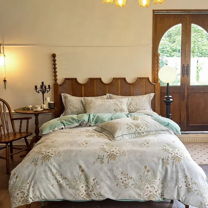 DecorBites™ Egyptian Cotton Bedding Sets - Queen King Ru Size, Print Sheet Pillowcase Duvet Cover Set