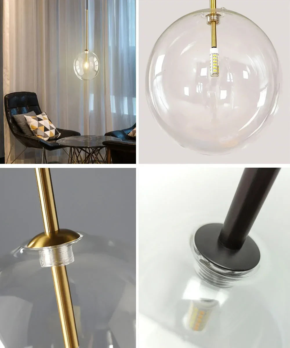 Decorbites™ Klares Glas-Chandelier-Pendant-Lampe Vintage Nordisch Glasball-Hängeleuchte