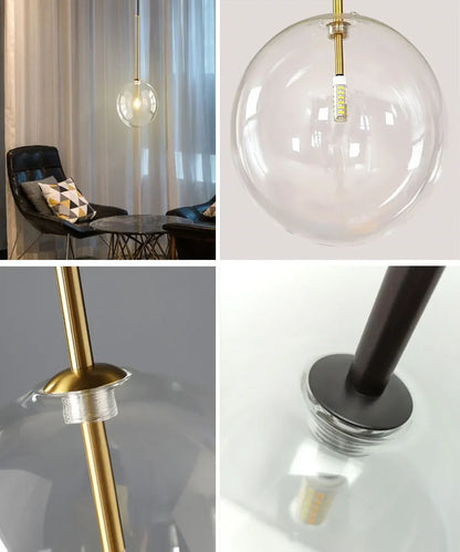 Decorbites™ Klares Glas-Chandelier-Pendant-Lampe Vintage Nordisch Glasball-Hängeleuchte