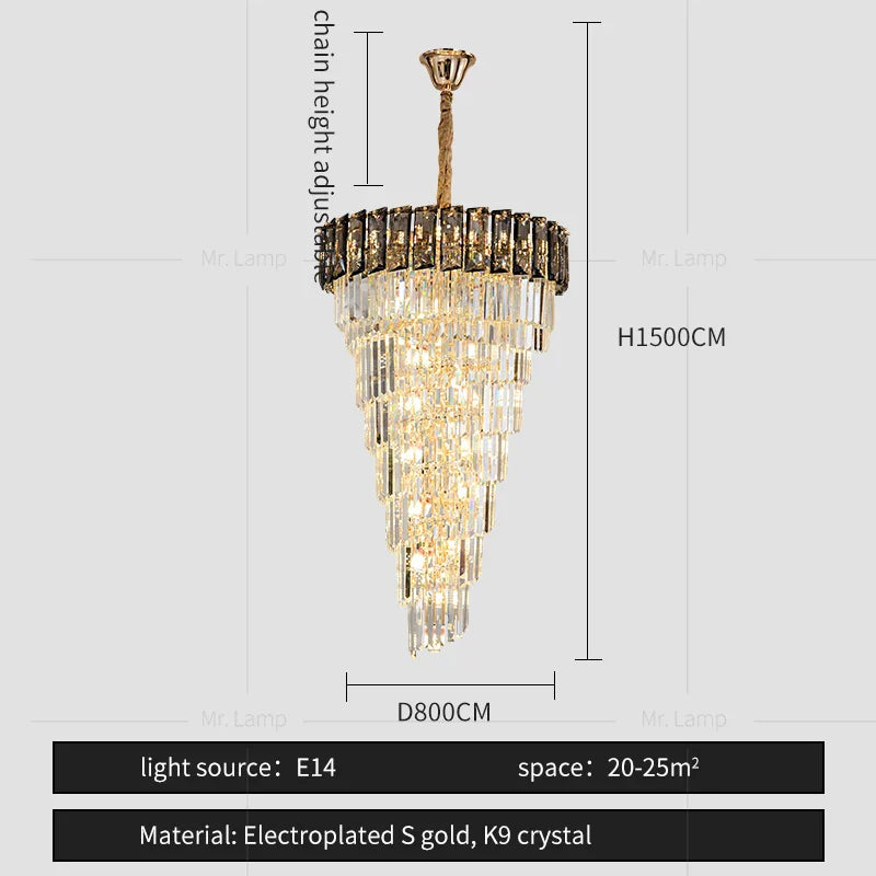 DecorBites™ Amber Crystal Chandelier for Luxurious Living Spaces