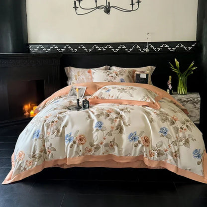 DecorBites™ Egyptian Cotton Bedding Set: Queen King Full Size Sheet Pillowcase Comforter Cover