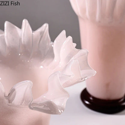 DecorBites™ Lotus Leaf Edge Glass Vase: Table Flower Arrangement Room Decor Aesthetic