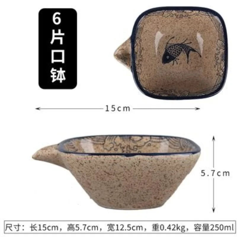 DecorBites™ Japanese Fish Print Ceramic Tableware - Special-shaped Large Dinner Plate Set