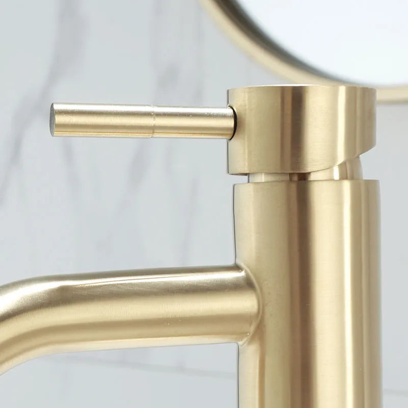DecorBites™ Brushed Gold Basin Faucet: Solid Brass Bathroom Mixer Tap for Hot & Cold Water