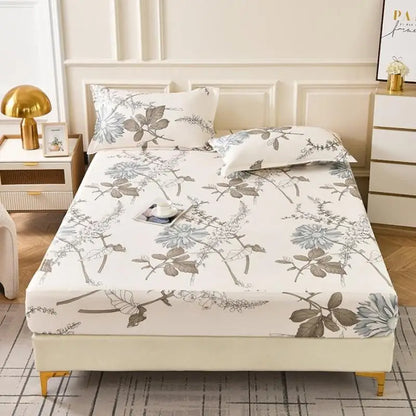 Decobites Floral Printed Fitted Bed Sheets for Single/Queen/King Mattress