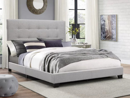 Ragnhild - Gray Upholstered Panel Bed Queen Size Bed Frame