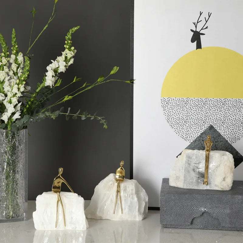 DecorBites™ Golden Man Crystal Mountain Sculpture Home Decor Handcraft