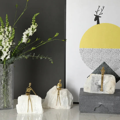 DecorBites™ Golden Man Crystal Mountain Sculpture Home Decor Handcraft