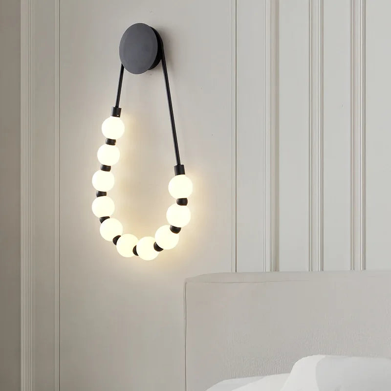 DecorBites™ LED Necklace Wall Lights: Gold Black Metal White Acrylic Sconce for Home Art Deco