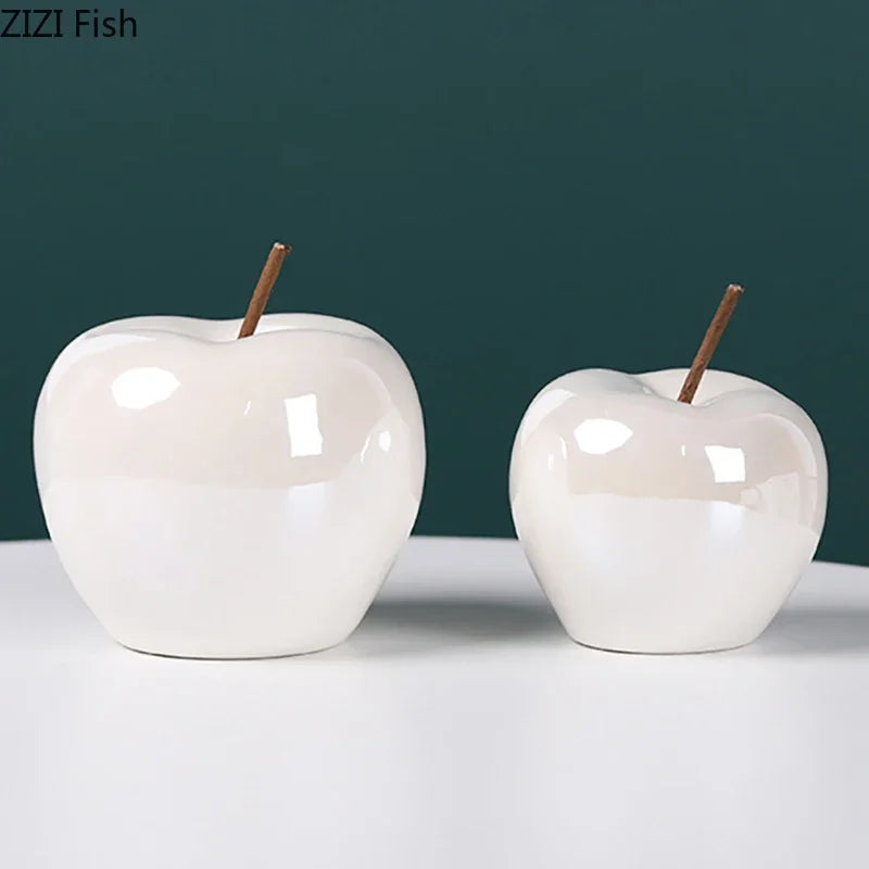 Estatua de Manzana de Cerámica Brillante Decorbites™ para Ornamentos de Escritorio y Decoración de Habitaciones