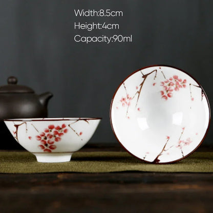 DecorBites™ Blue and White Porcelain Hand-Painted Tea Cups - Set of 1