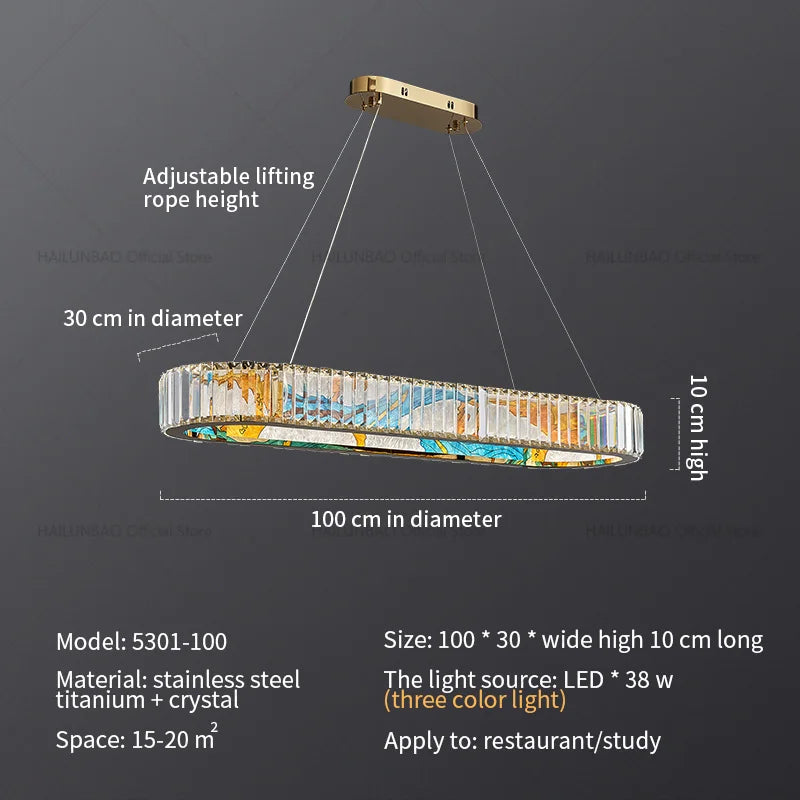 DecorBites™ Crystal Chandelier Ring Light Modern Elegant Dining Living Room Lighting