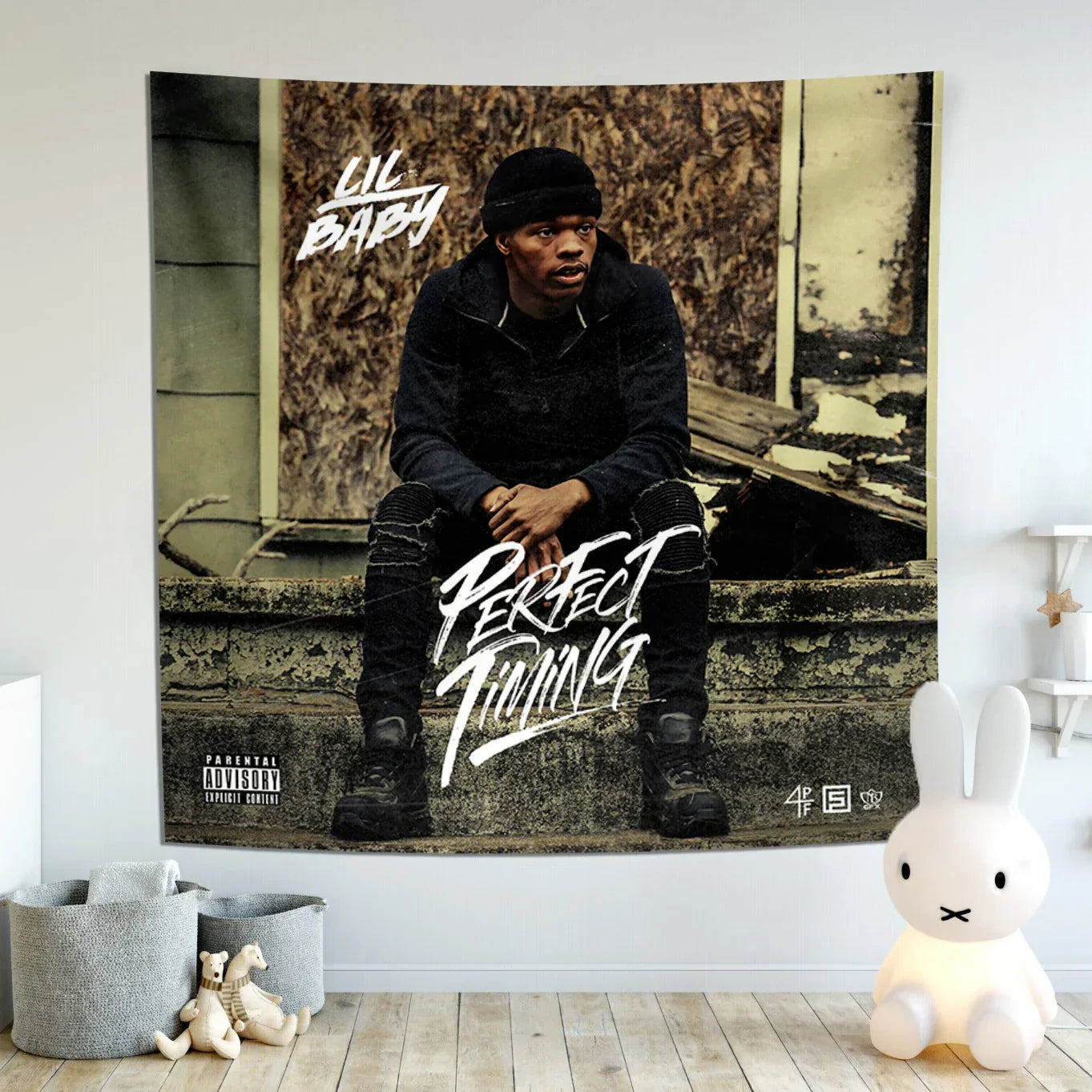 Lil Baby Rap Hip Hop Tapestry Wall Hanging for Dorm Decor by Decobites