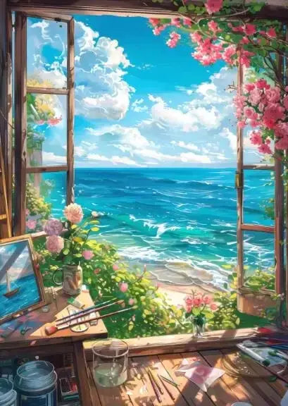 DecorBites™ ’Blue Beach Cabin Forest Canvas Wall Art’