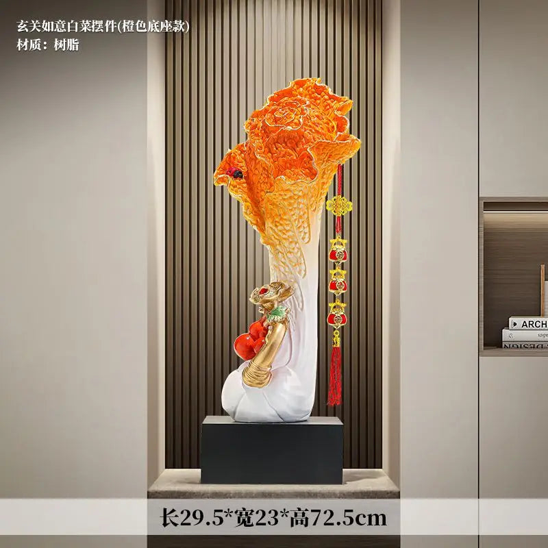 DecorBites™ Cabbage Ornament: New Chinese Style Boss Office Decoration for Desktop or Wine Cabinet