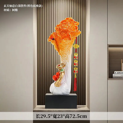 DecorBites™ Cabbage Ornament: New Chinese Style Boss Office Decoration for Desktop or Wine Cabinet