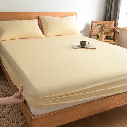 DecorBites™ Cotton Fitted Sheet with Elastic Bands for Single Double King Queen Bed