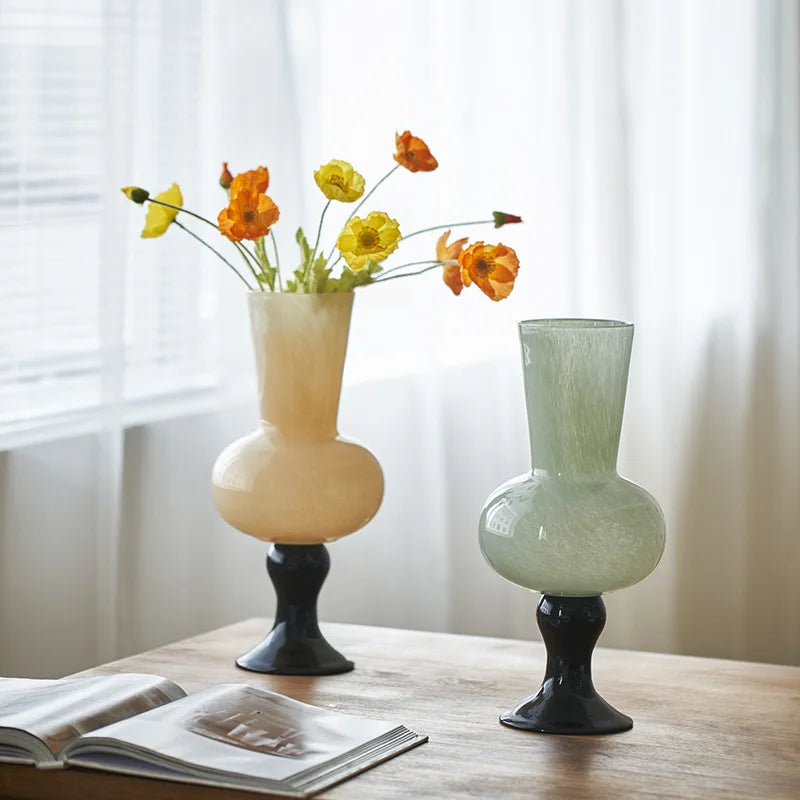 مزهرية زجاجية هندسية عتيقة من DecorBites™ لتزيين المنزل