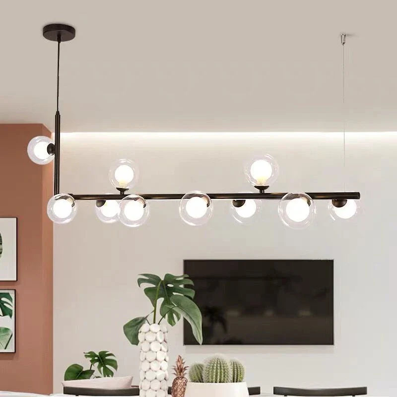 Lámpara de araña LED con bola de cristal DecorBites™: Lámpara colgante larga y moderna para salón y tienda