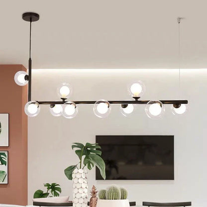 Lámpara de araña LED con bola de cristal DecorBites™: Lámpara colgante larga y moderna para salón y tienda