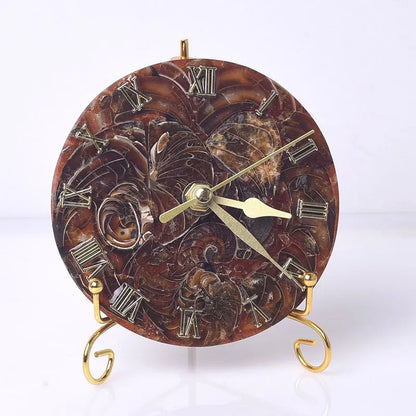 ساعة رقمية من حجر العقيق الذهبي من DecorBites™ لتزيين المنزل