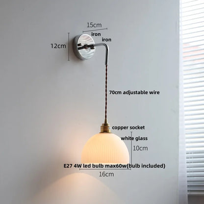 DecorBites™ Ceramic LED Wall Lamp with Pull Chain Switch, Adjustable Stair Light Sconce