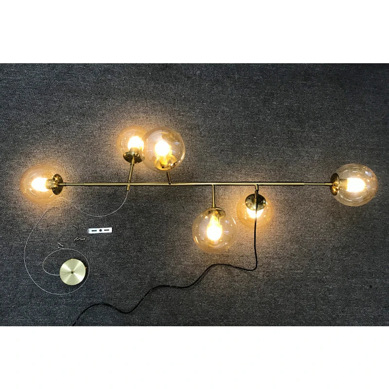 DecorBites™ Brass Glass Ball Chandelier for Modern Living Room Dining Decor