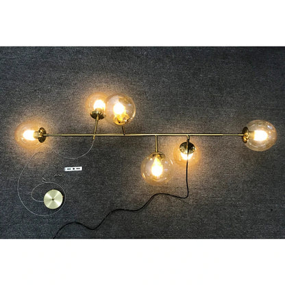 DecorBites™ Brass Glass Ball Chandelier for Modern Living Room Dining Decor