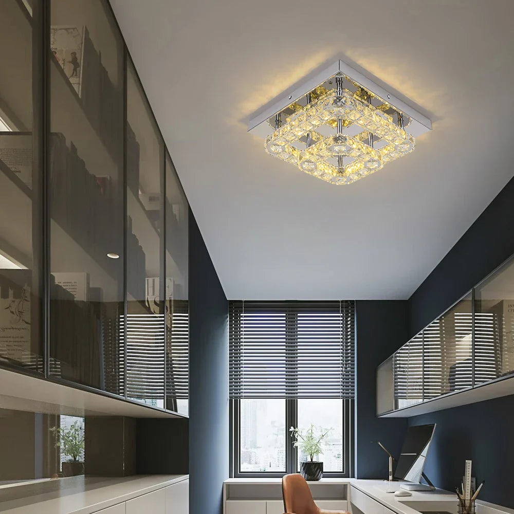 Lámpara de techo cuadrada LED de cristal DecorBites™ para dormitorio, sala de estar y decoración del hogar