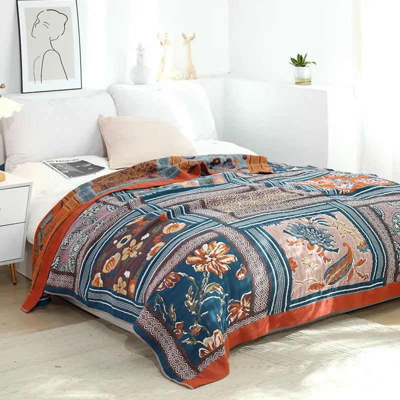 Cotton Gauze Flower Throw