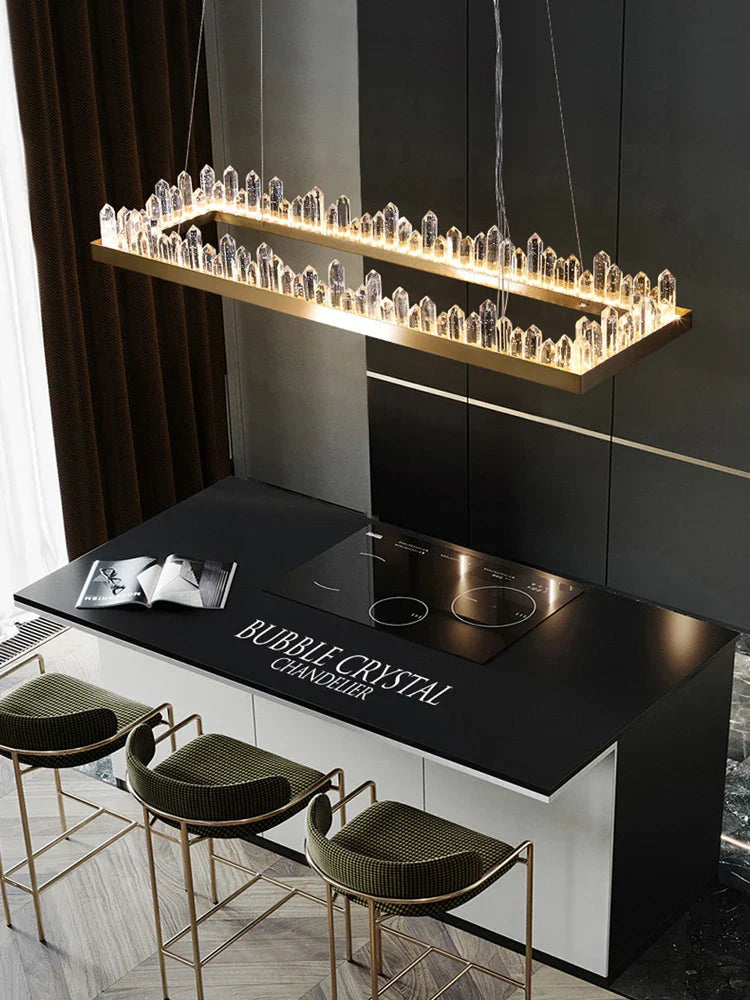 DecorBites™ Golden Crystal LED Chandelier for Modern Dining Room
