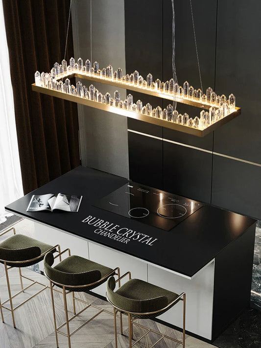 DecorBites™ Golden Crystal LED Chandelier for Modern Dining Room