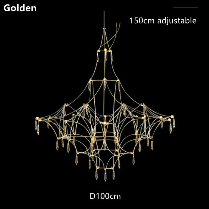 DecorBites™ Golden Lustre Crystal Chandelier for Living Dining Bedroom LED Lights